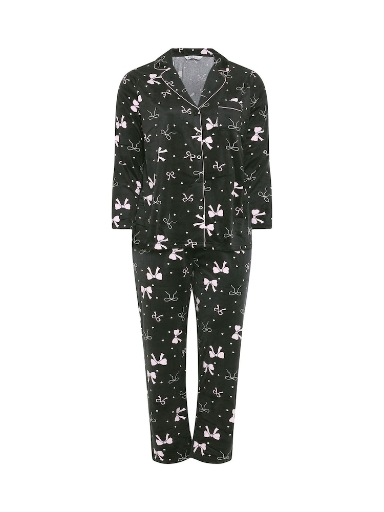 Yours Curve Matte Black Baby Fleece Pyjamas Set - Image 5 of 5