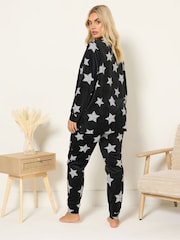 Yours Curve Black Baby Fleece Pyjamas Set - Image 2 of 5