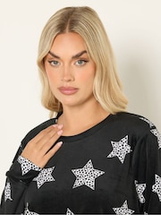 Yours Curve Black Baby Fleece Pyjamas Set - Image 4 of 5