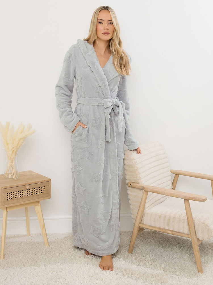 Long Tall Sally Grey Hooded Maxi Robe - Image 1 of 6 Long Tall Sally Grey Hooded Maxi Robe - Image 1 of 6