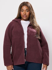 Yours Curve Red Hooded Nylon Pocket Fleece - Image 1 of 4