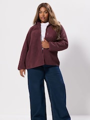 Yours Curve Red Hooded Nylon Pocket Fleece - Image 2 of 4