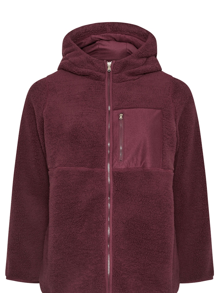 Yours Curve Red Hooded Nylon Pocket Fleece - Image 4 of 4 Yours Curve Red Hooded Nylon Pocket Fleece - Image 4 of 4