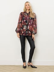 Long Tall Sally Black Jacquard Balloon Sleeve Top - Image 2 of 5