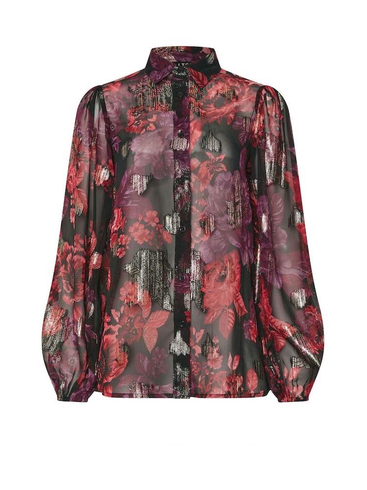 Long Tall Sally Black Jacquard Balloon Sleeve Top - Image 5 of 5