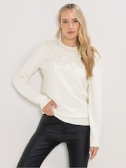 Long Tall Sally White Embellished Bead Jumper - Image 1 of 6