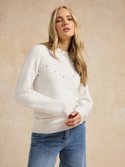Long Tall Sally White Embellished Bead Jumper - Image 3 of 6