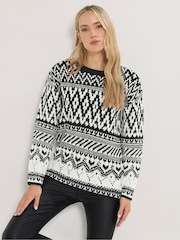 Long Tall Sally Black Fairisle Jumper - Image 1 of 5
