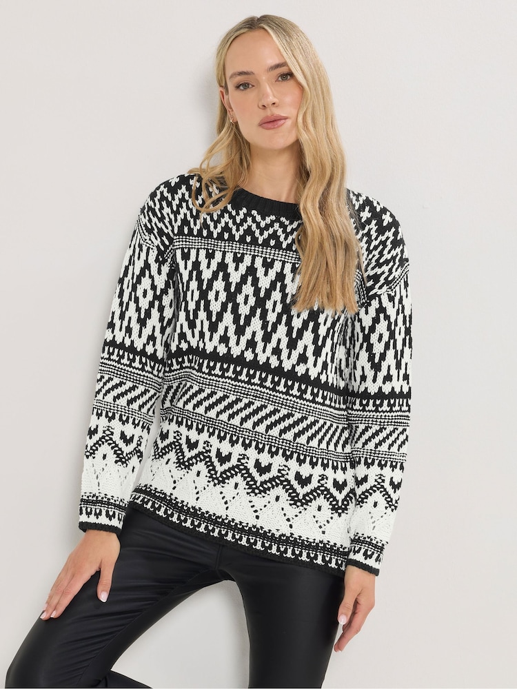 Long Tall Sally Black Fairisle Jumper - Image 1 of 5