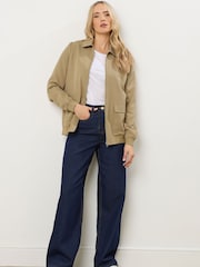 Long Tall Sally Natural Collared Bomber Jacket - Image 3 of 6