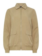 Long Tall Sally Natural Collared Bomber Jacket - Image 6 of 6