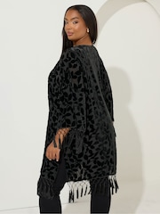 Yours Curve Black Devore Cover Up - Image 3 of 5