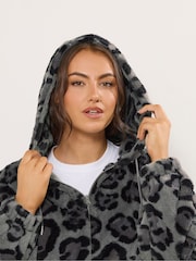 Yours Curve Grey Faux Fur Zip Thru Hooded Fleece - Image 5 of 6