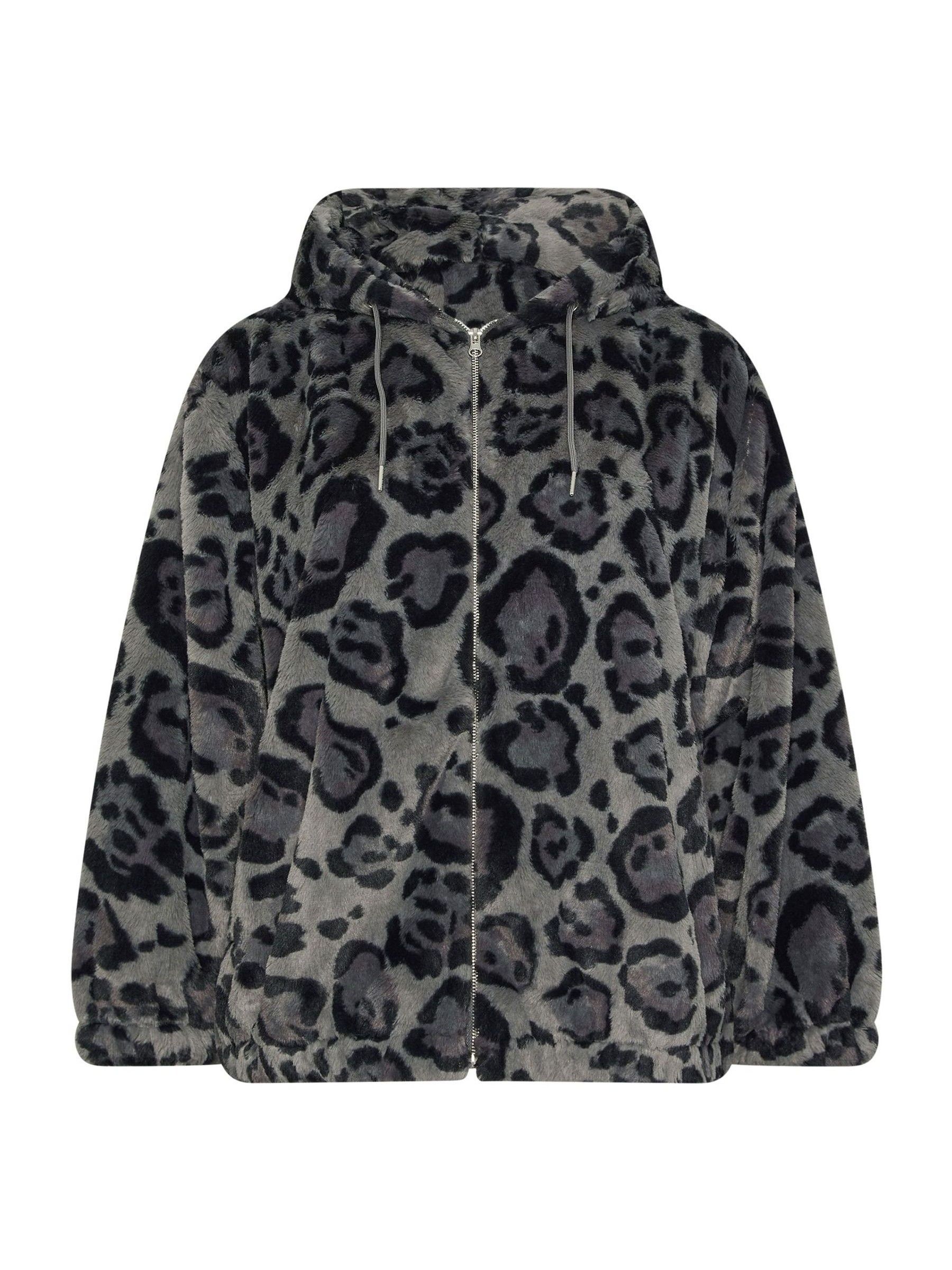 Buy Yours Curve Grey Faux Fur Zip Thru Hooded Fleece from the Next