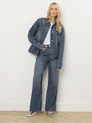 Long Tall Sally Blue Embellished Denim Wide Leg Jeans - Image 2 of 5