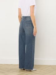 Long Tall Sally Blue Embellished Denim Wide Leg Jeans - Image 3 of 5