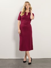 Long Tall Sally Red Keyhole Fitted Midi Dress - Image 3 of 5