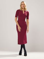 Long Tall Sally Red Keyhole Fitted Midi Dress - Image 6 of 9