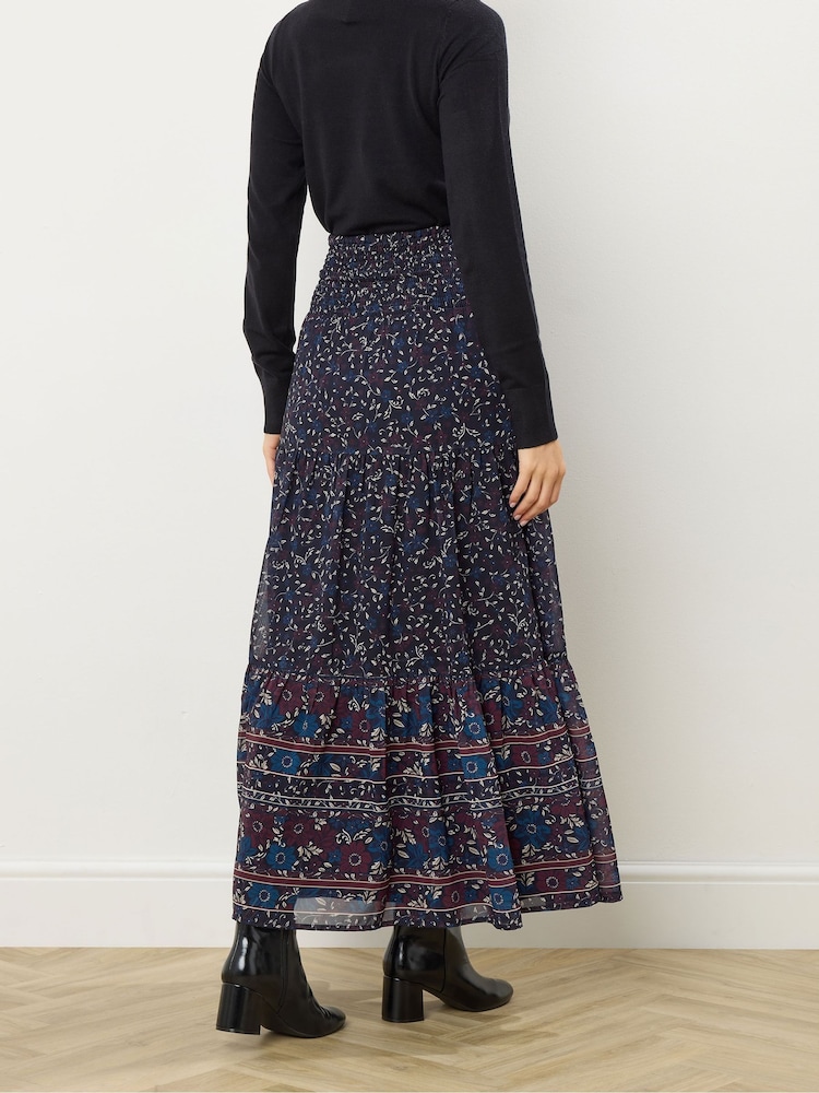 Long Tall Sally Blue Floral Border Tiered Skirt - Image 2 of 5