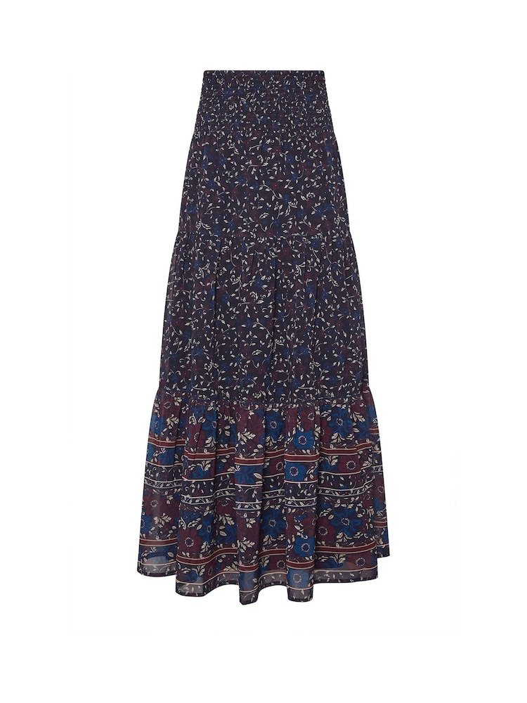 Long Tall Sally Blue Floral Border Tiered Skirt - Image 5 of 5