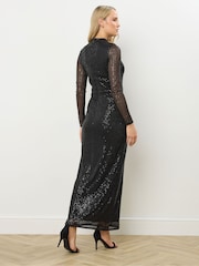 Long Tall Sally Black High Neck Sequin Maxi Dress - Image 3 of 5