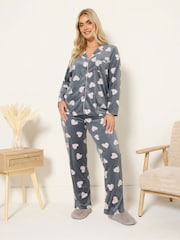 Yours Curve Grey Baby Fleece Pyjamas Set - Image 1 of 6