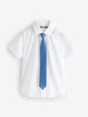White Regular Fit Short Sleeve Shirt And Tie Set - Image 1 of 1