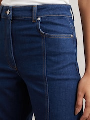 Reiss Blue June Petite Flared Seam-Detail Jeans - Image 4 of 8