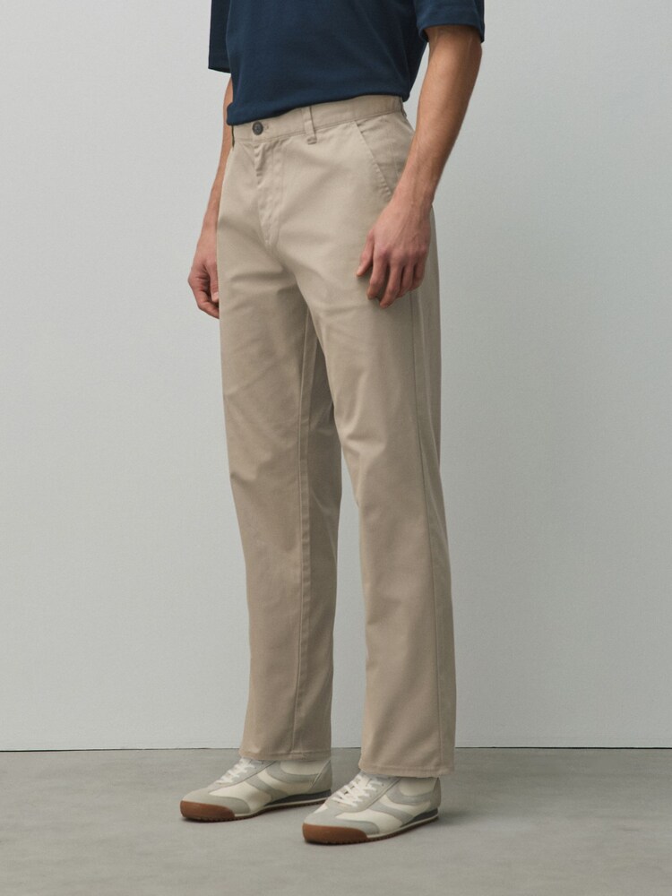 Stone Straight Fit Cotton Rich Stretch Chinos - Image 1 of 10 Stone Straight Fit Cotton Rich Stretch Chinos - Image 1 of 10
