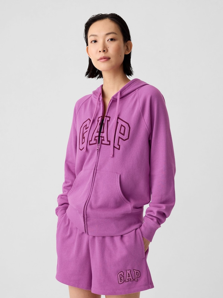Gap Purple Logo Zip Through Relaxed Hoodie - Image 1 of 5 Gap Purple Logo Zip Through Relaxed Hoodie - Image 1 of 5