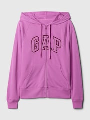 Gap Purple Logo Zip Through Relaxed Hoodie - Image 5 of 5