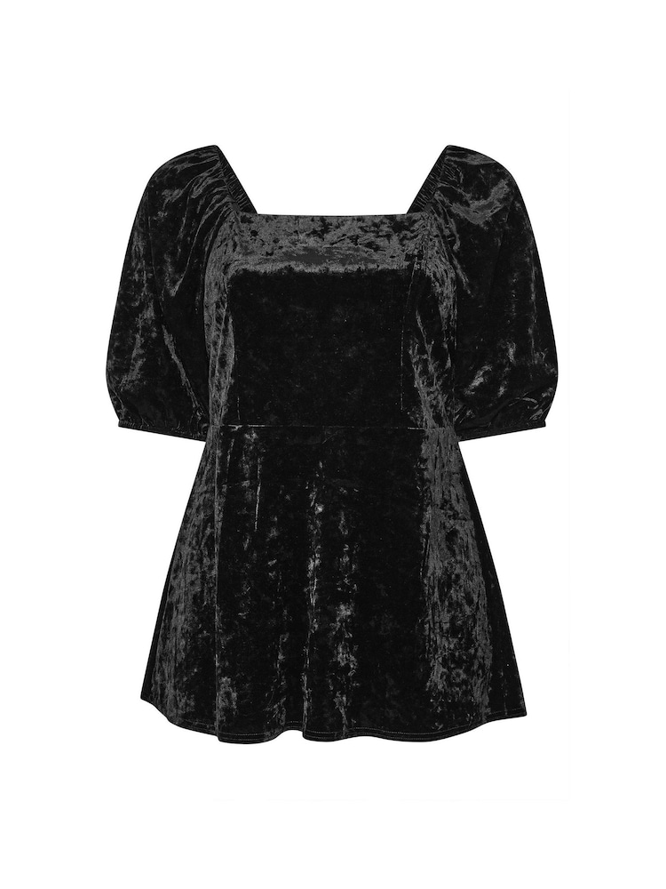 Yours Curve Black London Velvet Square Neck Top - Image 5 of 5 Yours Curve Black London Velvet Square Neck Top - Image 5 of 5