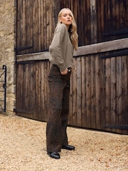 Long Tall Sally Brown Leopard Print Wide Leg Jeans - Image 2 of 5