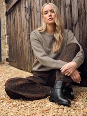 Long Tall Sally Brown Leopard Print Wide Leg Jeans - Image 4 of 5