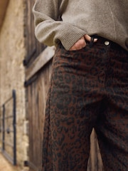 Long Tall Sally Brown Leopard Print Wide Leg Jeans - Image 5 of 5