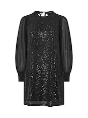 Yours Curve Black Sequin Swing Party Dress - Image 6 of 6