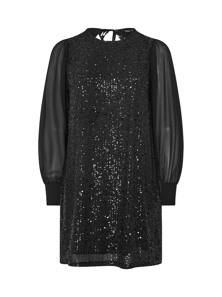 Yours Curve Black Sequin Swing Party Dress - Image 6 of 6