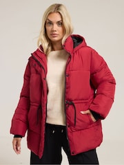 Yours Curve Red Padded Jacket - Image 1 of 5