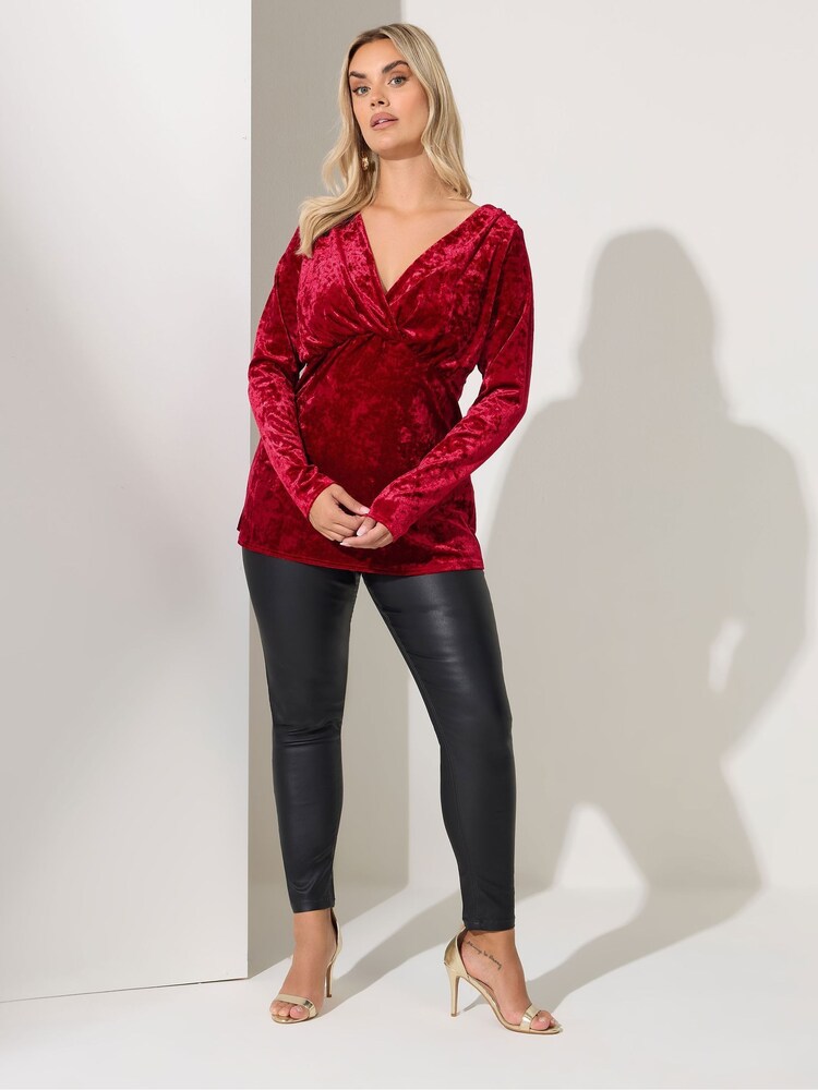 Yours Curve Red London Velvet T Top - Image 2 of 5
