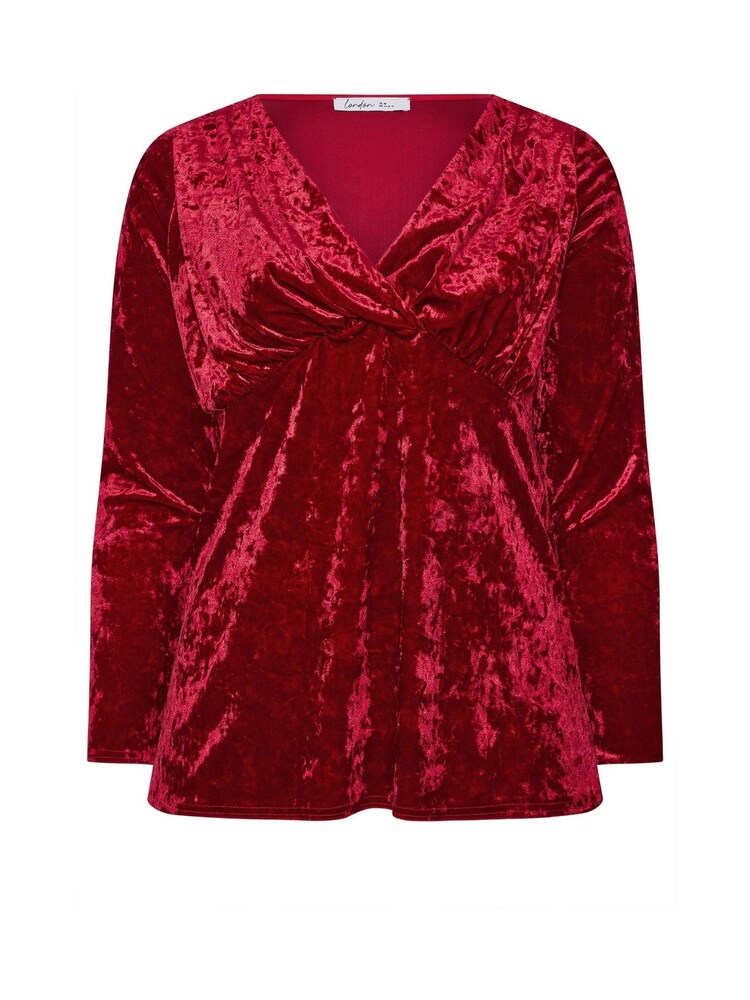 Yours Curve Red London Velvet T Top - Image 5 of 5