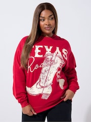 Yours Curve Red Limited Sweat Top - Image 1 of 5