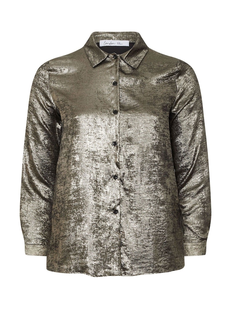 Yours Curve Gold London Metallic Shirt - Image 5 of 5