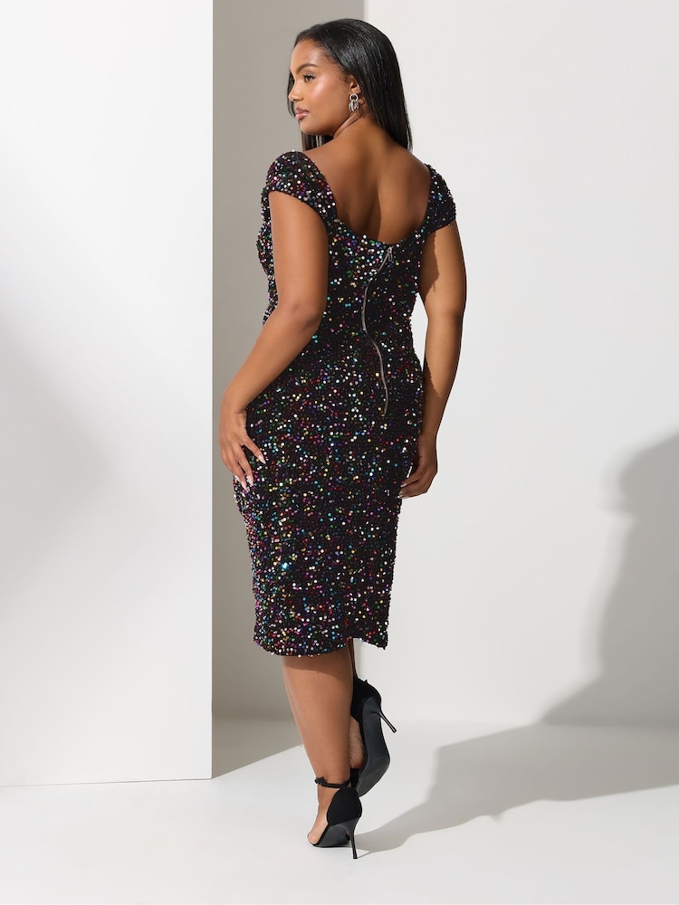 sachin and babi light blue dress TFNC Plus sequin wrap maxi dress in black