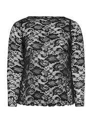Yours Curve Black Limited Long Sleeve Lace Top - Image 5 of 5