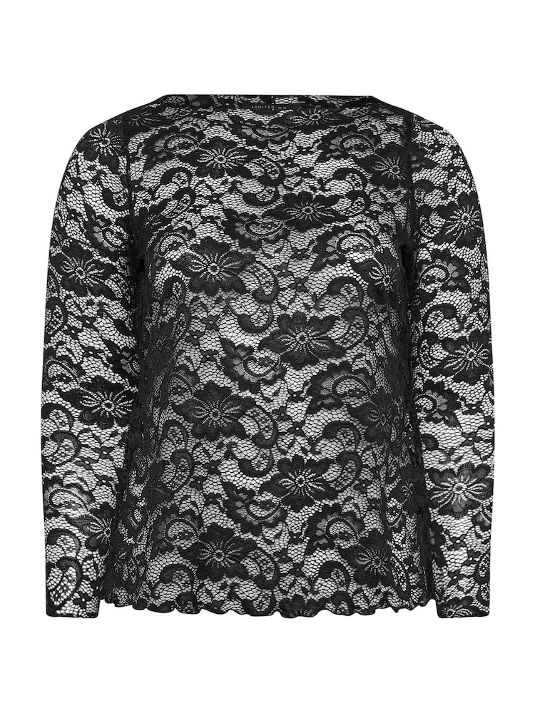 Yours Curve Black Limited Long Sleeve Lace Top - Image 5 of 5
