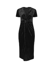 Yours Curve Black London Velvet Knot Dress - Image 5 of 5
