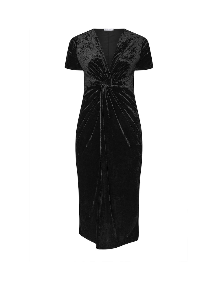 Yours Curve Black London Velvet Knot Dress - Image 5 of 5 Yours Curve Black London Velvet Knot Dress - Image 5 of 5