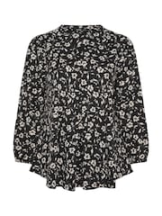 Yours Curve Black Notch Neck Pleated Front Top - Image 5 of 5