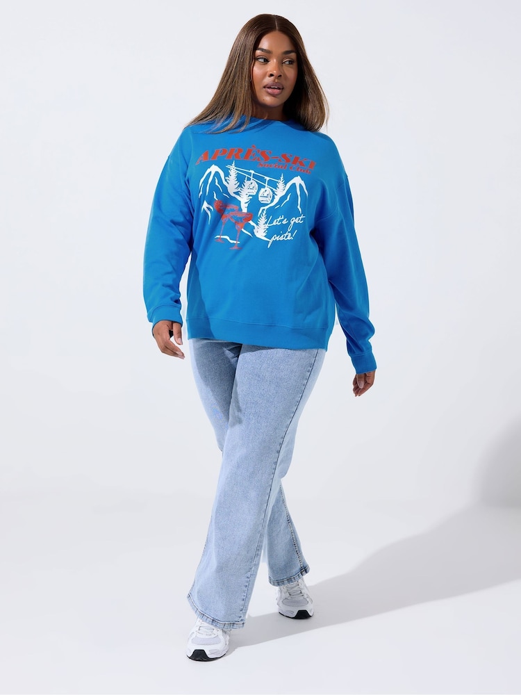 Yours Curve Blue Limited Sweat Top - Image 2 of 5