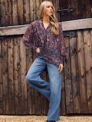 Long Tall Sally Blue Raw Hem Wide Leg Jeans - Image 2 of 5